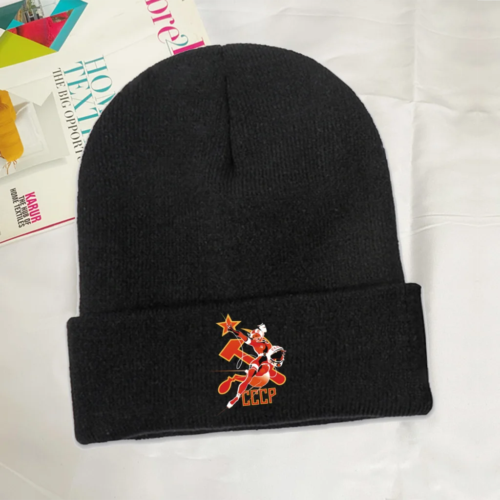 

USSR Union of Soviet Socialist Republics Skullies Beanies Caps Yeah Knitted Winter Warm Bonnet Hats Unisex Ski Cap