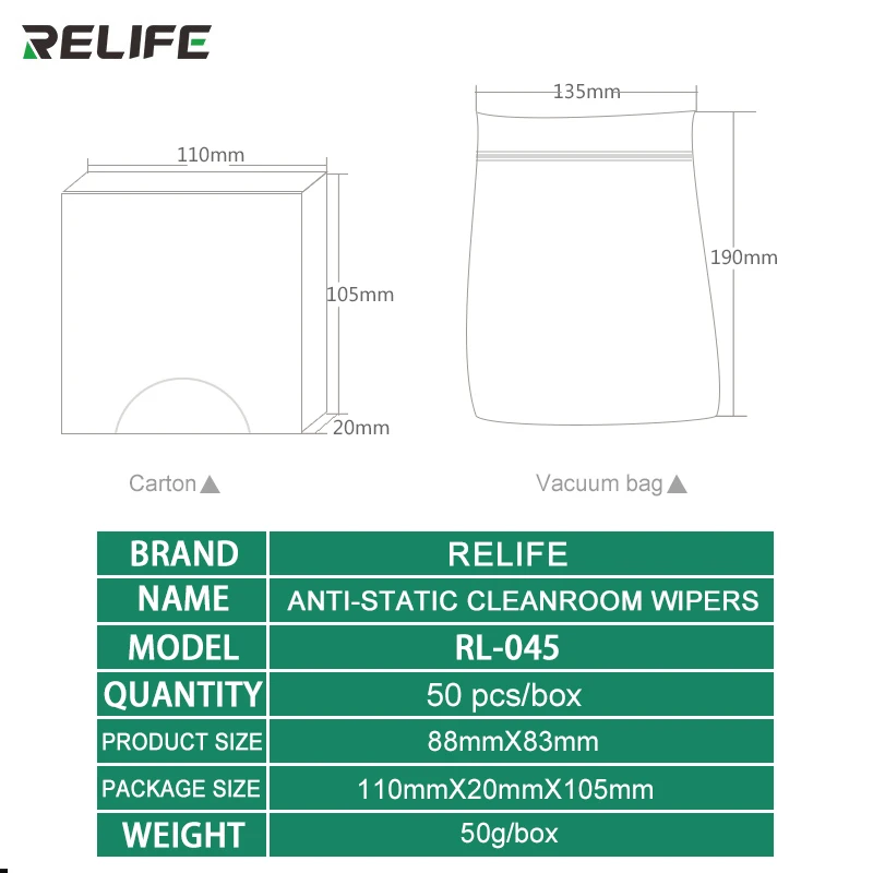 Relife RL-045 Anti-Static Cleanroom Wipers Paper Wipe Cloth for Mobile Phone Screen Cleaning Wiper Clean Tool |