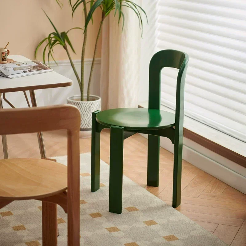 Nordic Rey Beech Solid Wood Plywood Dining Stackable Vintage Curved Backrest Swiss Chair Restaurant