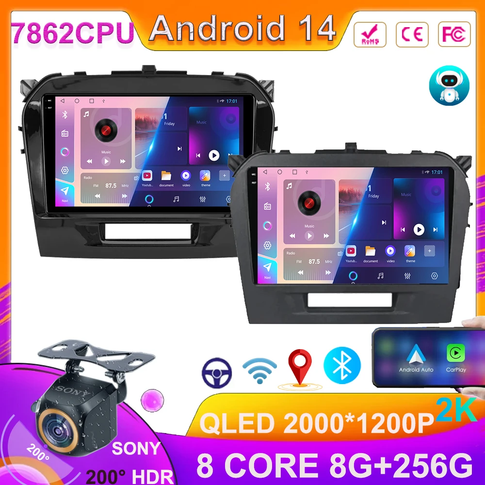 Автомобильная стереосистема для Suzuki Vitara 2015 - 2019 Android 14 No 2din 4G Full Netcom автомобильный