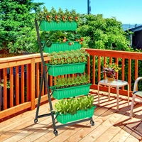 Vertical Garden Herb Raised Bed Freestanding Elevated Planters with 5 Container Boxes, Good for Patio Balcony Indoor Outdoor