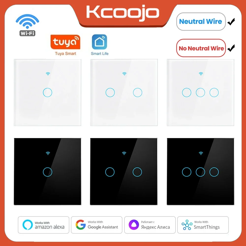 Tuya Wifi AB Akıllı Anahtarlar 1/2/3/4Gang Dokunmatik ışık anahtarı Duvar Sensörü 433 mhz RF Anahtarları Alexa Google Ev Alice için Akıllı Yaşam