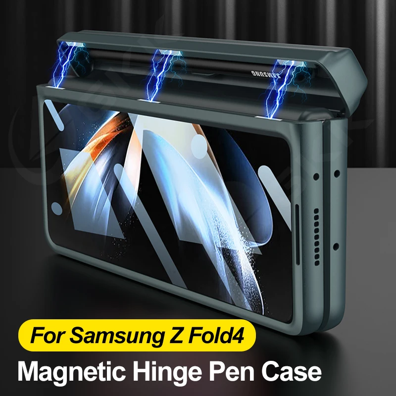 

GKK For Samsung Galaxy Z Fold 4 Case All-included Magnetic Hinge Pen Slot Stand Cover For Galaxy Z Fold4 Screen Glass Frame Case