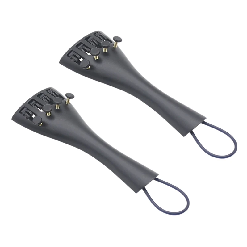 

2X 3/4 4/4 Violin Fiddle Tailpiece Hill Style With 2Pcs Tailgut Tailcord 4 Fine Tuners Aluminum Alloy Durable Strong