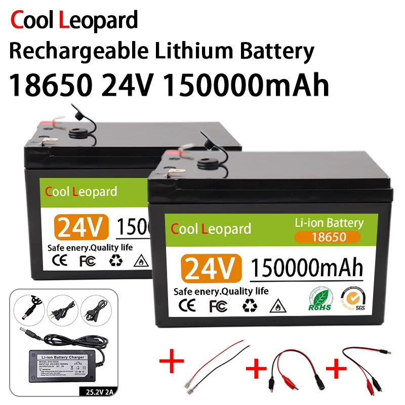 

7S2P 18650 24V 150Ah Lithium Ion Battery Pack,With BMS,for High-Power Electric Bicycle LED Lamp Li-ion Battery+2A Charger