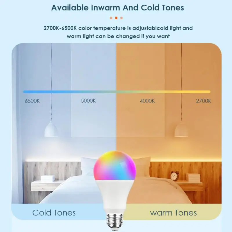 MARPOU Tuya RGB умная LED лампа E27