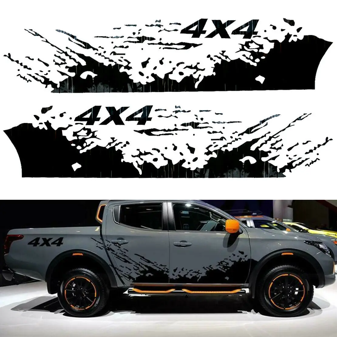 

2pcs Black Car Splash Decal 4X5 Off Road Graphics Stickers Truck Side Body Decor