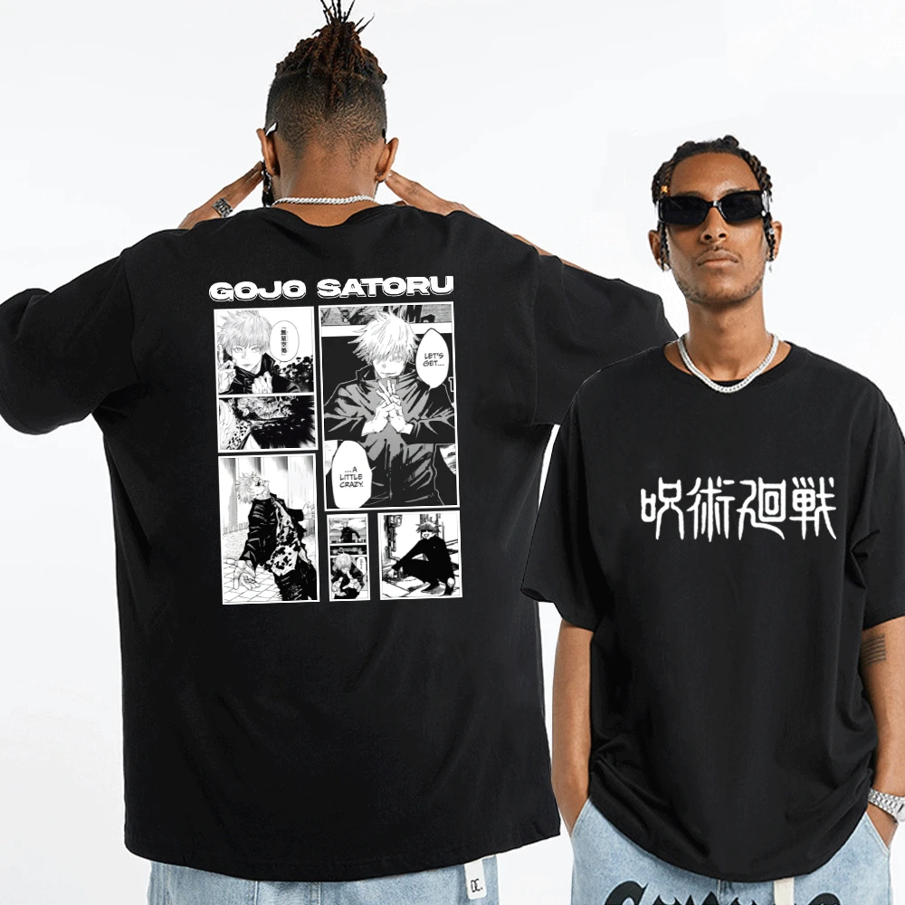 

Футболка Мужская/женская с принтом, двусторонняя мультяшная Японская уличная одежда с коротким рукавом, с аниме ююютсу кайсен, годзо Сатору