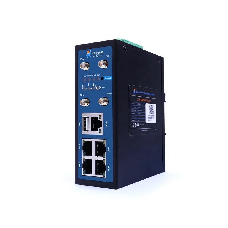 

USR-G809-EAU 4g LTE Industrial Router Openwrt Cellular Router 4 LAN and 1 WAN Ethernet Ports