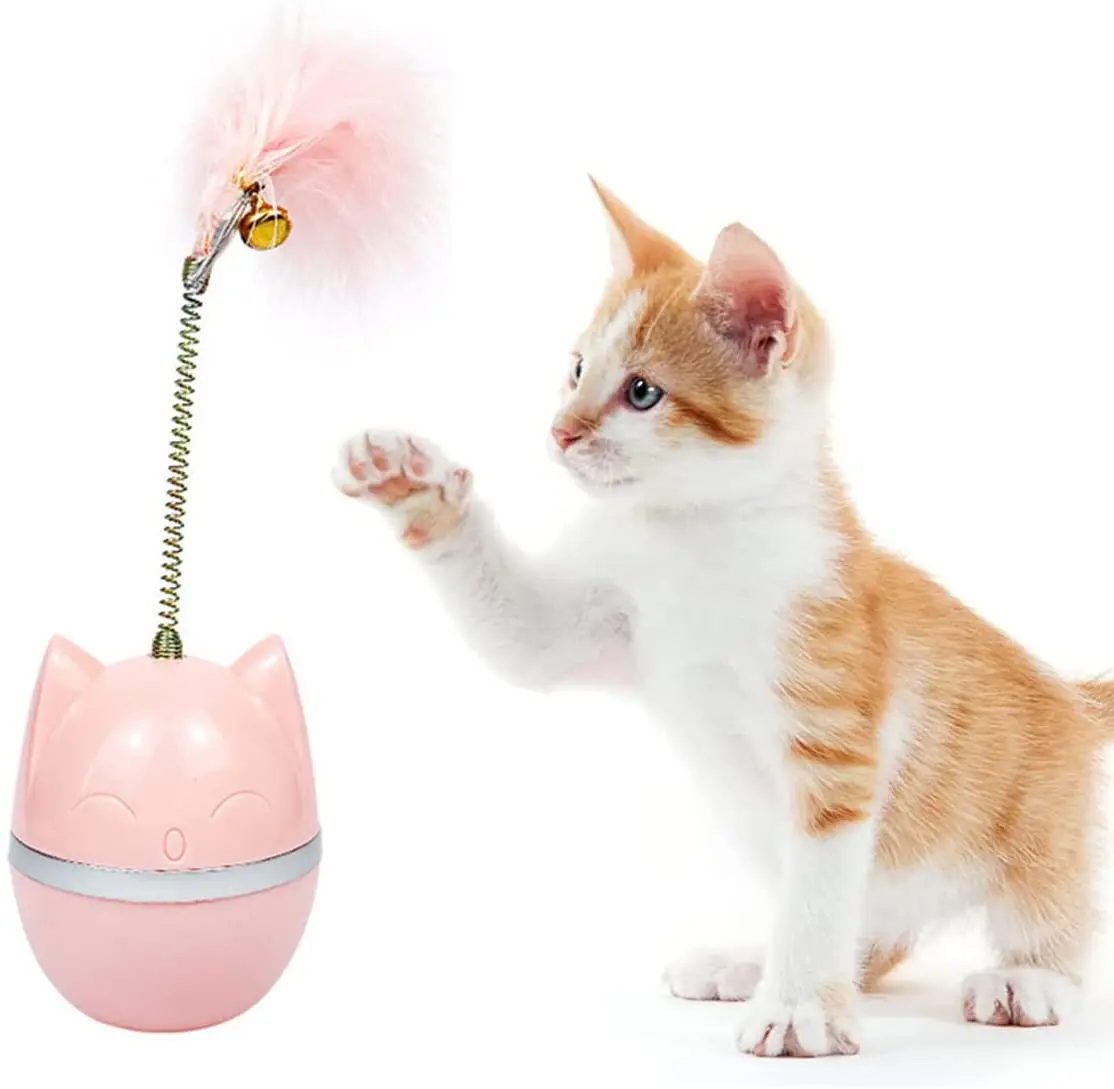 

Interactive Cat Toy Tumbler Swing Toys for Cats Play Funny Kitten Puppy Chasing Toy With Feather Not Electric Cat Accessories