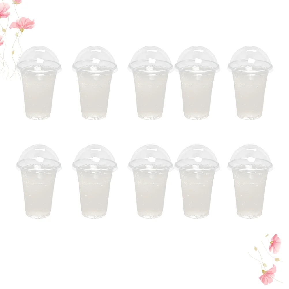 

50/100Pcs 360ml/380ml/500ml Disposable Clear Plastic Cups with a Hole Dome Lids for Tea Fruit Juice Tea Disposable Cup Tableware