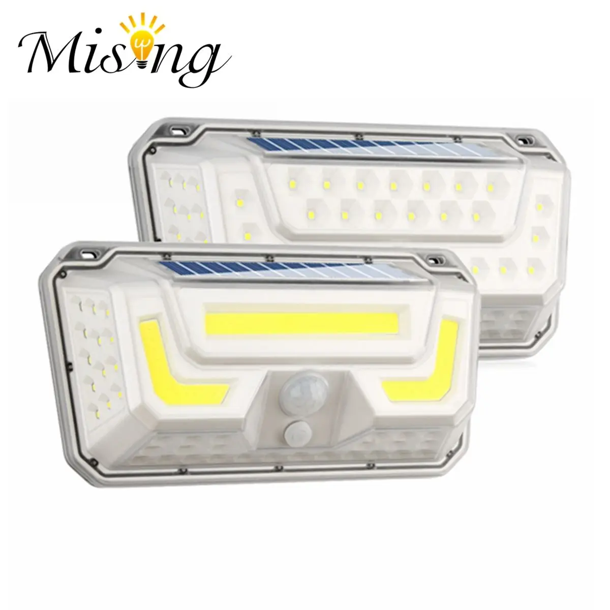 

Mising Solar Lamp 73LED/44COB+50LED Wall Light 3 Modes Security 270° Wide Angle Lighting Nightlight Motion Sensor Detector