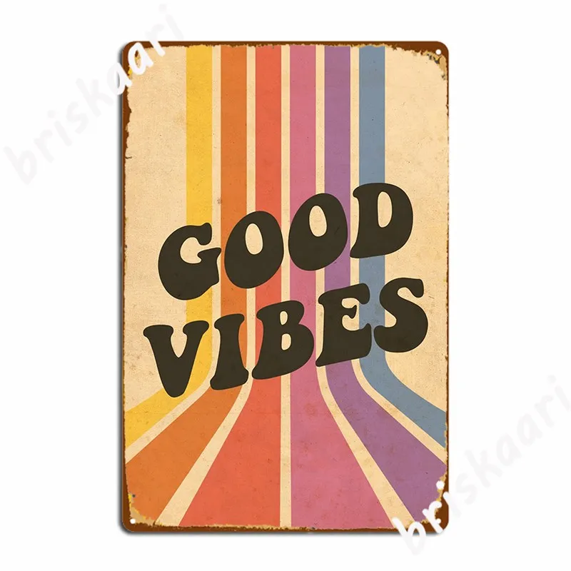 

Металлический плакат с табличкой Good Vibes, винтажные таблички для паба, гостиной, жестяной плакат, декор для комнаты в винтажном стиле