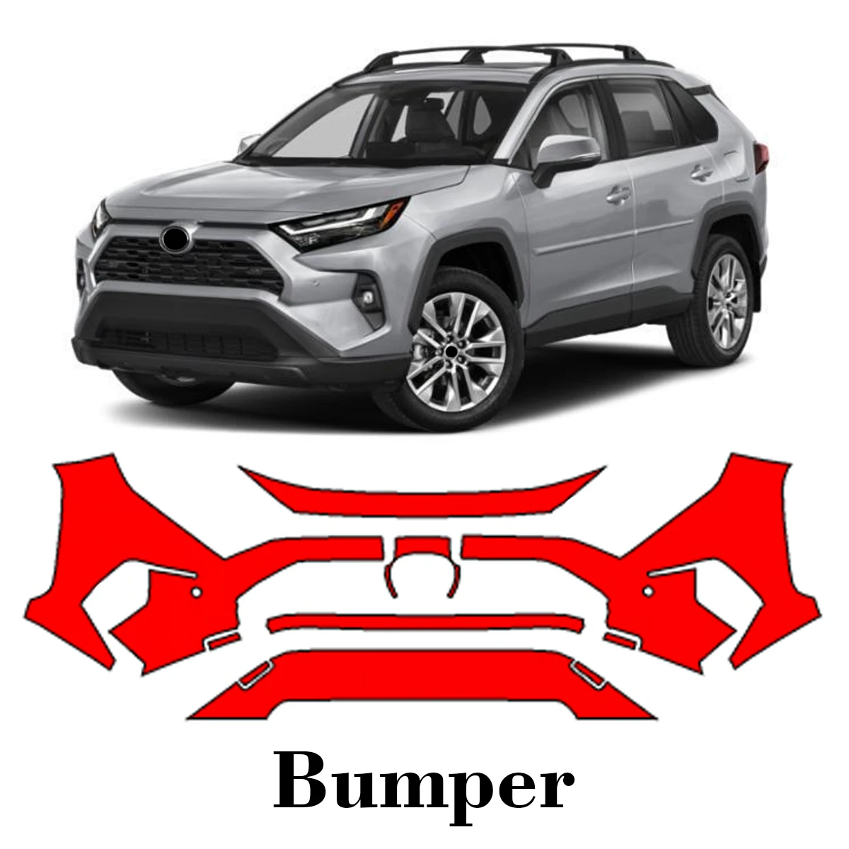 

Автомобильная предварительно вырезанная защитная пленка для краски, передний бампер, защита от царапин, внешний ТПУ PPF для Toyota RAV4 2019-2025