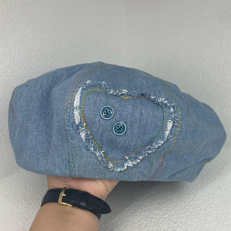 2022 модные дизайнерские береты с пуговицами в форме сердца для женщин хлопковая