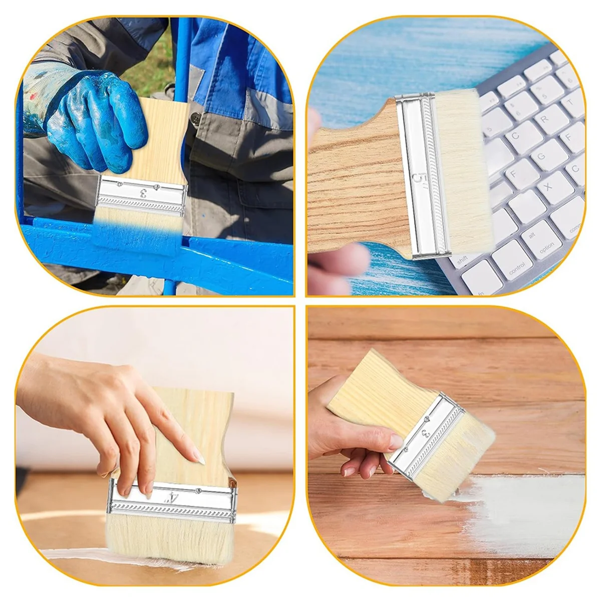 Набор из 3 плоских кистей для рисования широкая кисть большая 3/4/5 дюйма масляных и