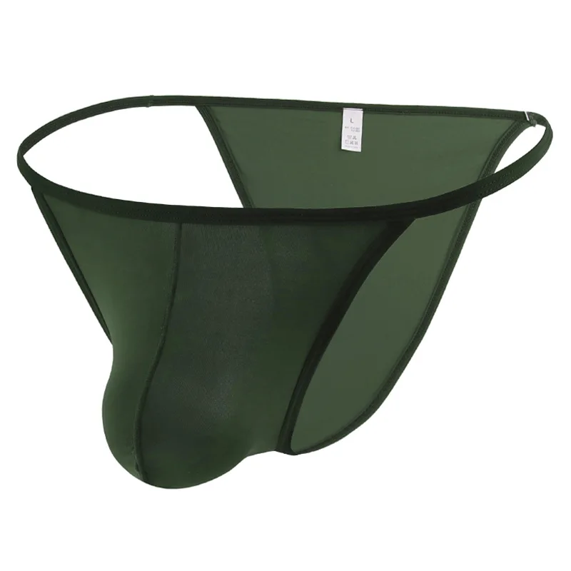 Men's Briefs Nylon Thin String Breathable Ice Silk Panties High Fork Underwear U convex Sexy Male Lingerie Comfortable Panty 3XL