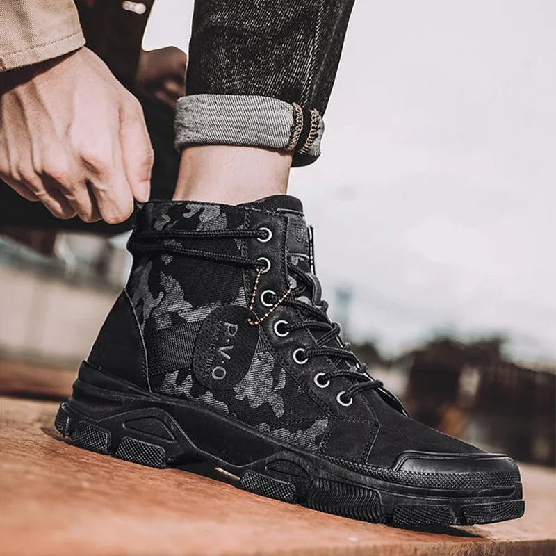 Men's Hiking Boots Trendy Vintage Sneakers Desert Waterproof Hiking Shoes Non-slip Martin Boots Climbing Fashion Outdoor Shoes