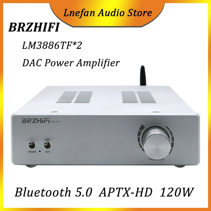 

BRZHIFI Class AB Audio Amplifier LM3886TF*2 60W*2 HiFi Power Amplifier USB DAC ES9023 Bluetooth 5.0 APTX-HD Decoding AMP