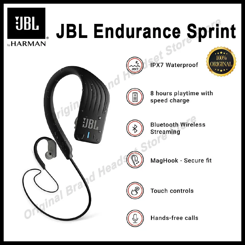 

Оригинальные беспроводные Bluetooth-наушники JBL Endurance SPRINT, магнитные, водонепроницаемые, спортивные наушники, гарнитура громкой связи с микрофоном