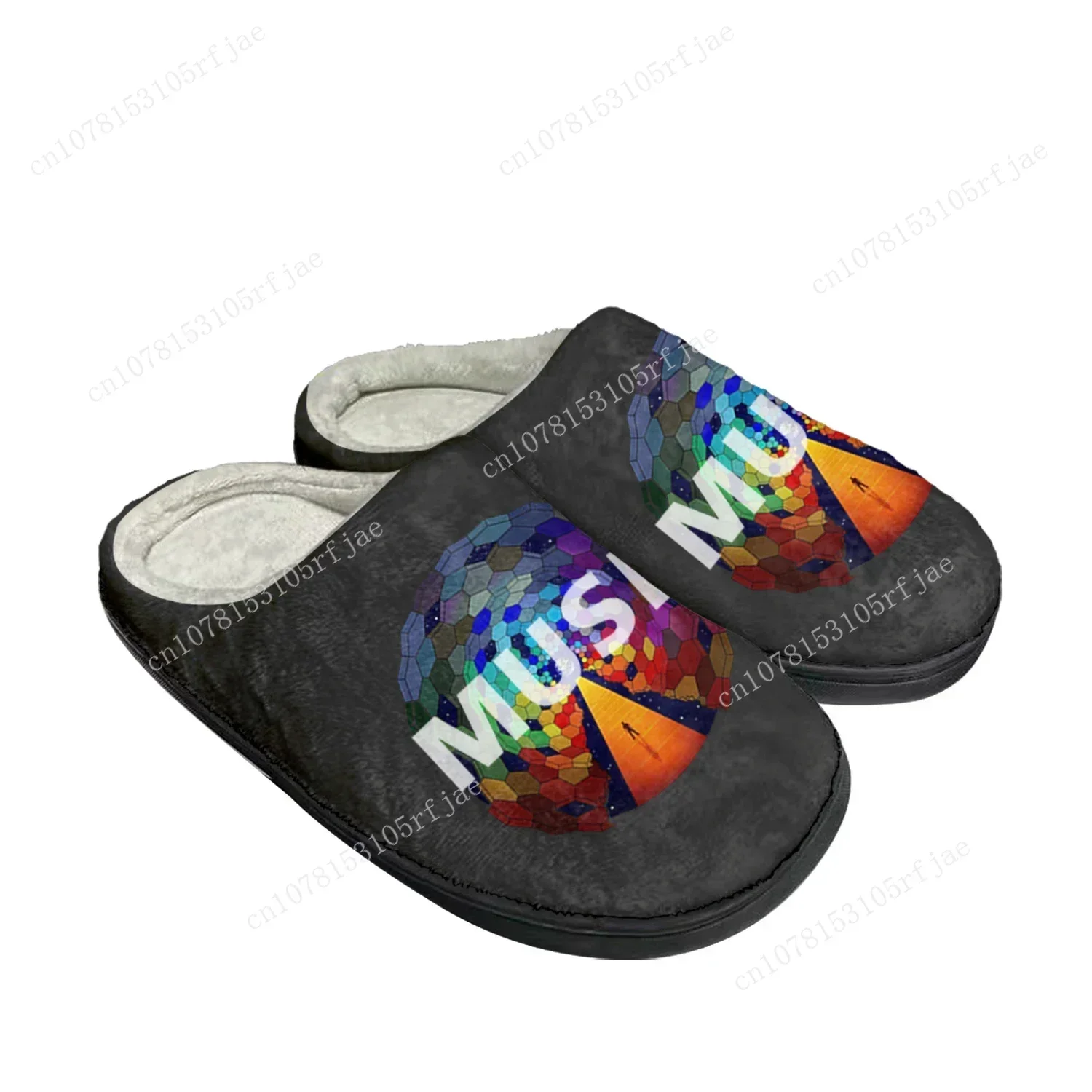 Фото Теплые домашние тапочки Muse Rock Band England Pop из хлопка на заказ, мужские и женские, плюшевые, для спальни, повседневные, термо-тапочки №2