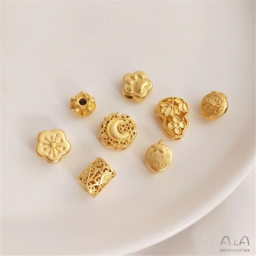 

Vietnam strong sand gold lotus beads strawberry plum flower cat claw gourd through hole spacer beads diy jewelry accessories