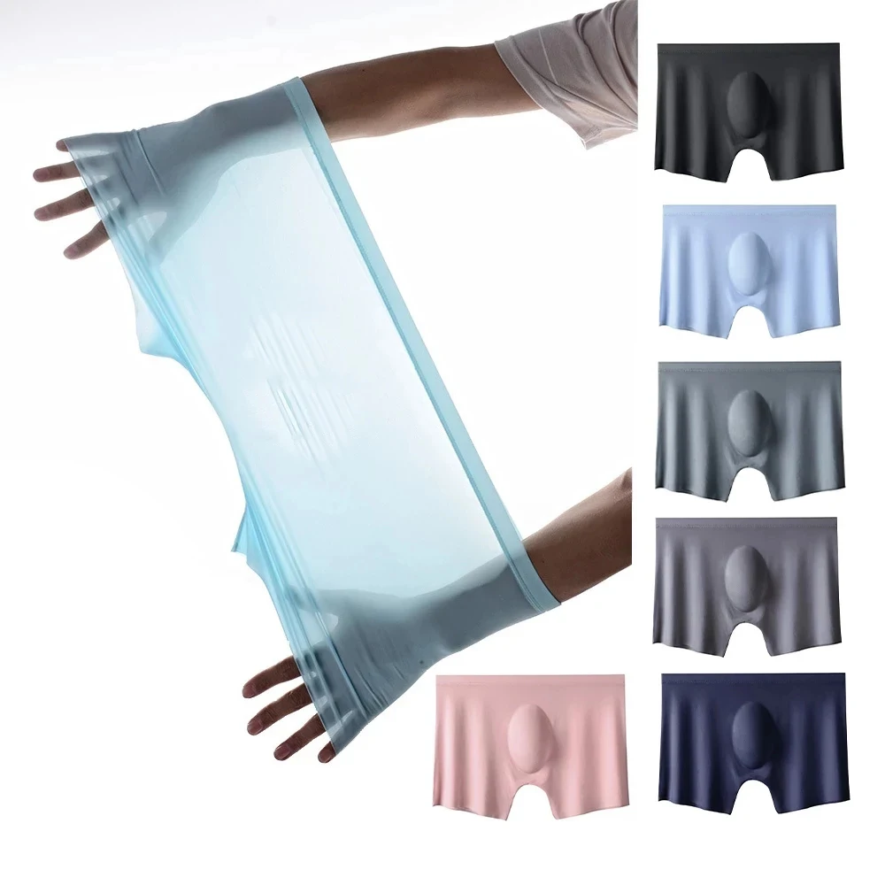 Boxer Shorts Ice Silk Seamless Sexy Underwear Man Underpants Male Ultra-thin Breathable Boxers