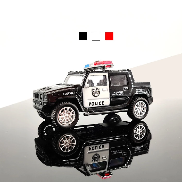 Model 1:36 Hummer Pull Back Car Police Car Model Inertial Police Car Best Birthday Gifts