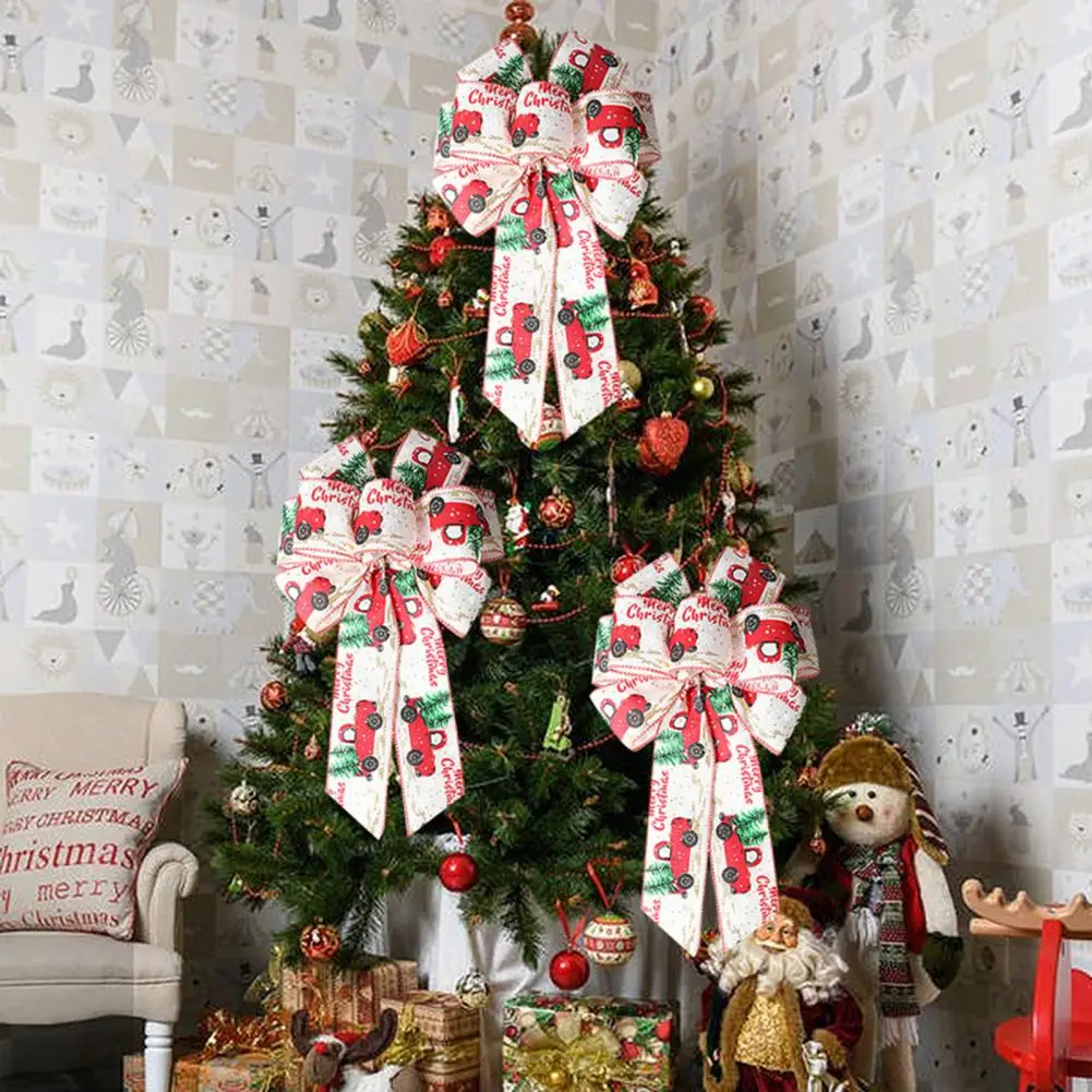 

Изящный бант большого размера на рождественскую елку, Рождественский Декор, бант, устойчивый к разрыву