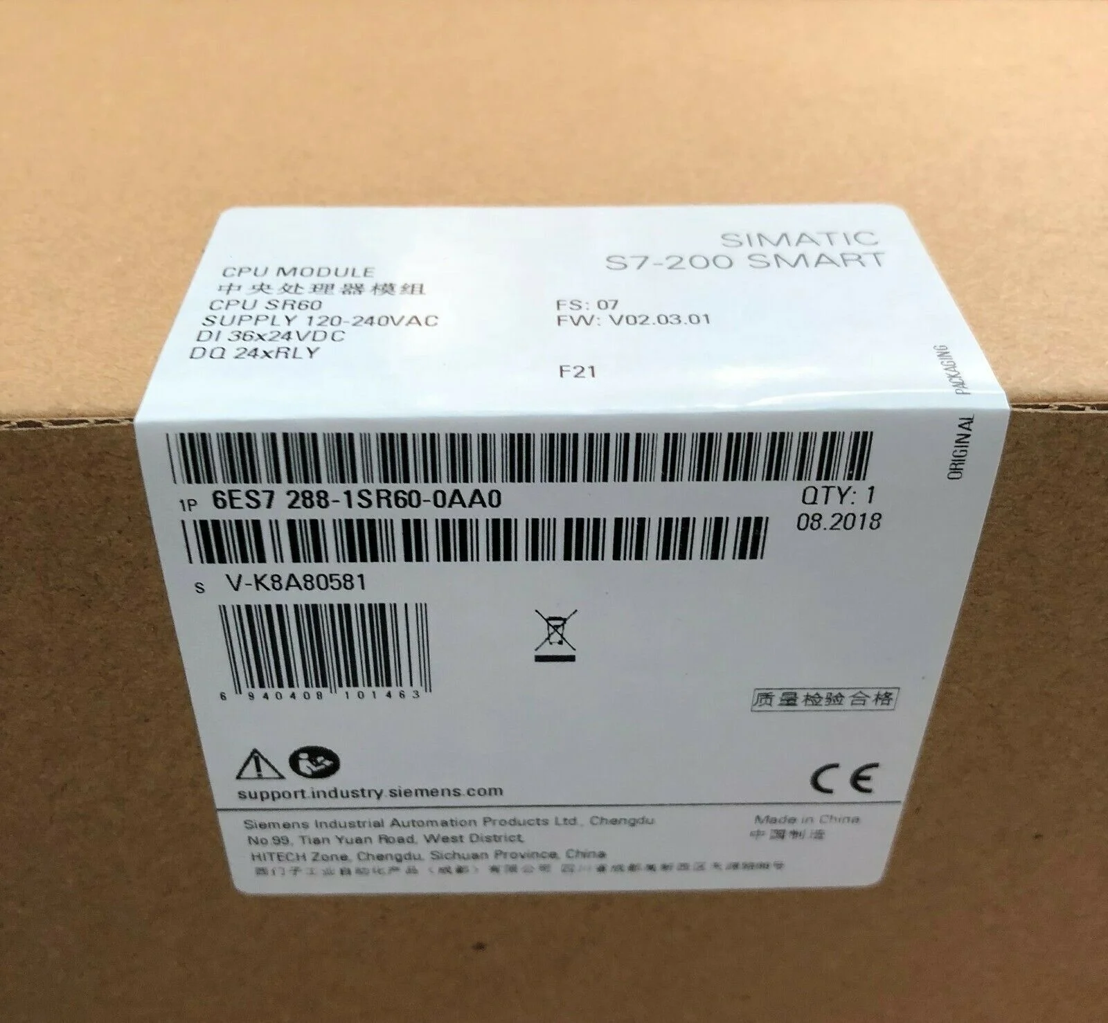 НОВЫЙ МОДУЛЬ ЦП 6ES7288-1SR60-0AA0 6ES7 288-1SR60-0AA0 SIMATIC S7-200