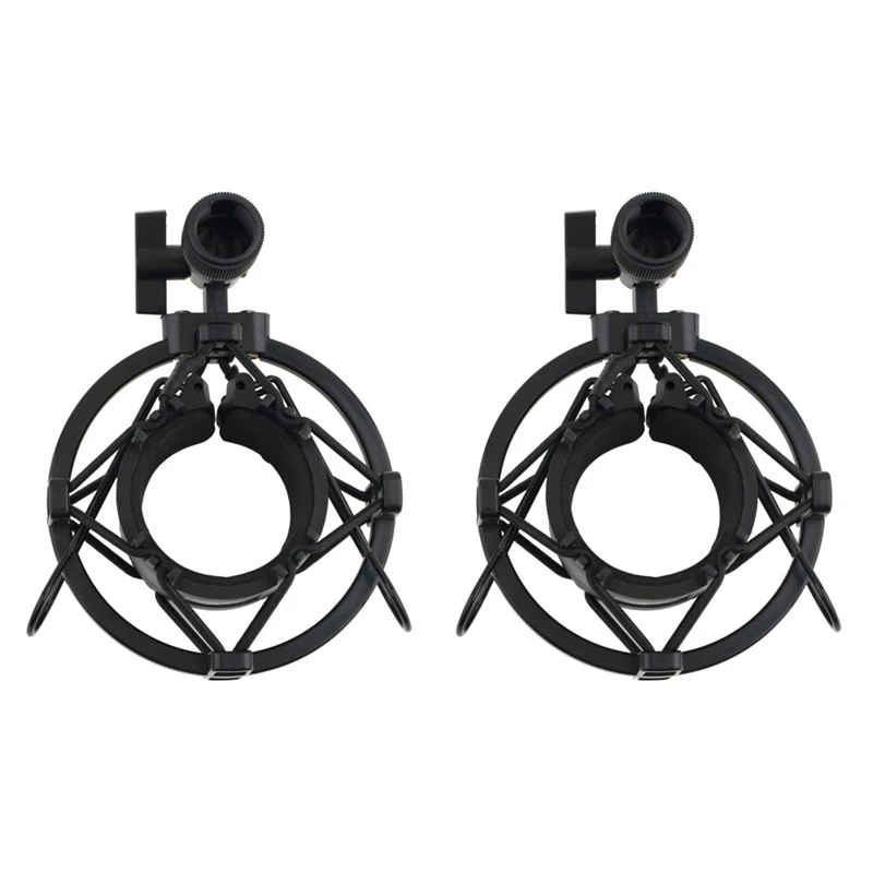 

2X Universal 3KG Bearable Load Mic Microphone Shock Mount Clip Holder Stand Radio Studio Sound Recording Bracket Black