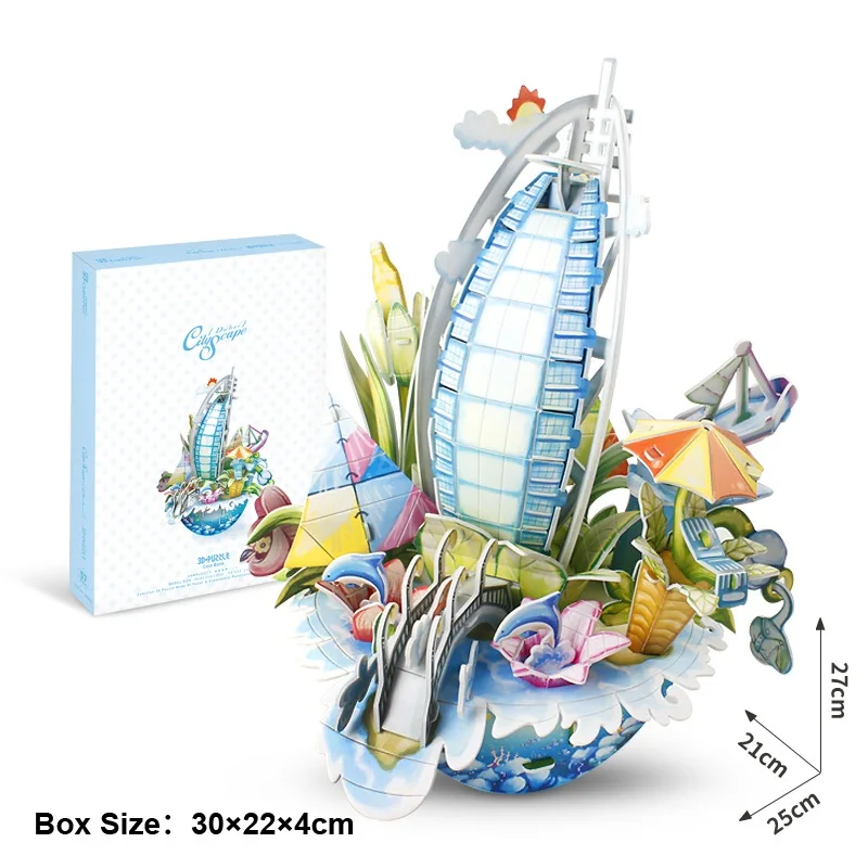 3D puzzle paper building model toy cityscape city line scenery famous build architecture Paris Moscow Singapore Las Vegas 1pc |