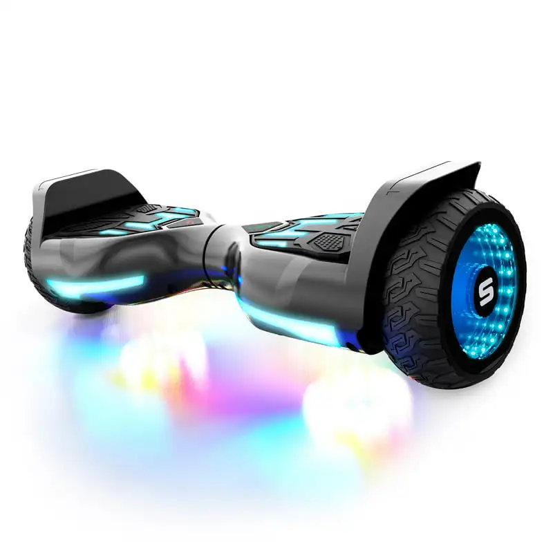 

T580 Hoverboard 220 Lbs Black Music-Synced Bluetooth LED Lights 7.5 Mph LiFePo Battery UL-Compliant