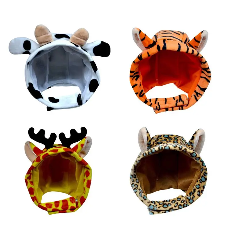 

Pet Cosplay Cat Cap Costume Funny Animal Shape Pet Dog Warm Cows Hat New Year Party Christmas Accessories Photo Props Headwear