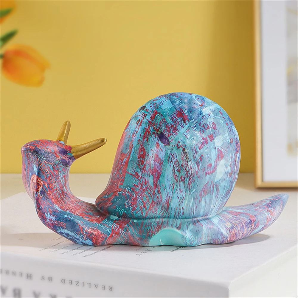 

Colorful Snail Resin Sculpture Figurine Statue Office Home Decoration Ornaments Desktop Decor Handmade Craft Modern Art