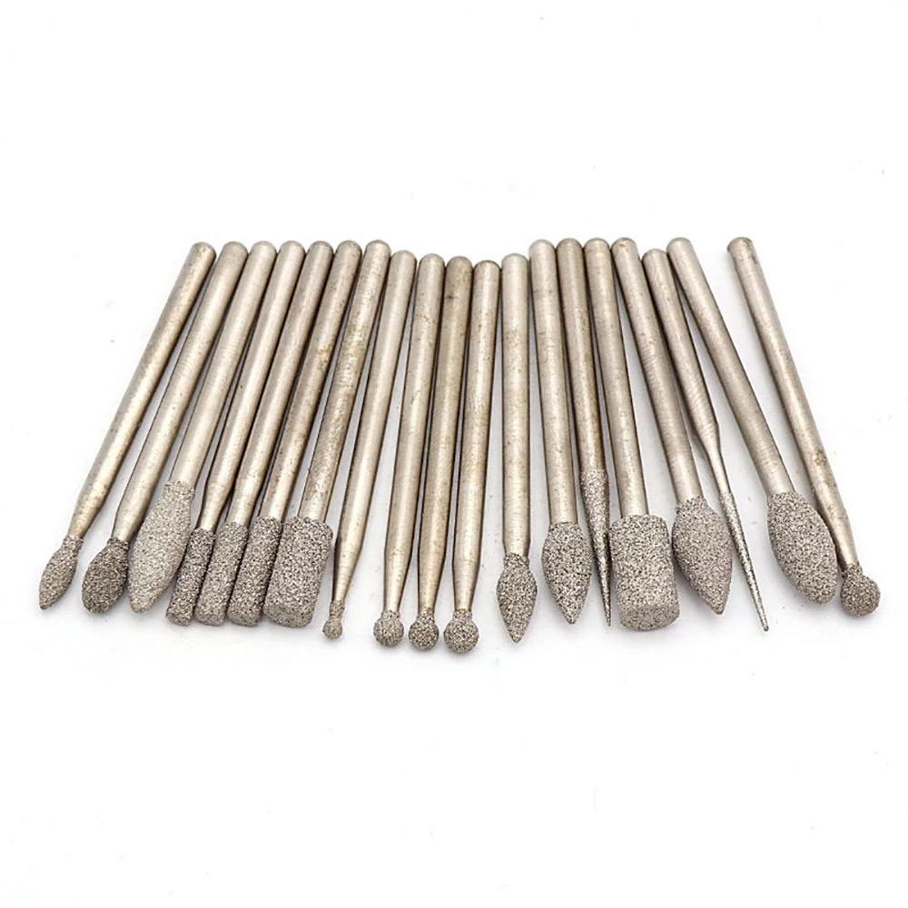 

5pcs 3mm Diamond Grinding Points Inverted Ladder/Long and Short Olive/Spherical/Cylinder Engraving and Polishing Accessories