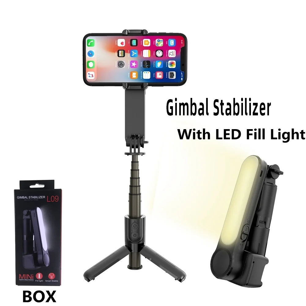 

Handheld Gimbal Stabilizer Selfie Stick with Stabilizer Phone Stabilizer with Fill Light Phone Stand Holder Tripod for Mobile