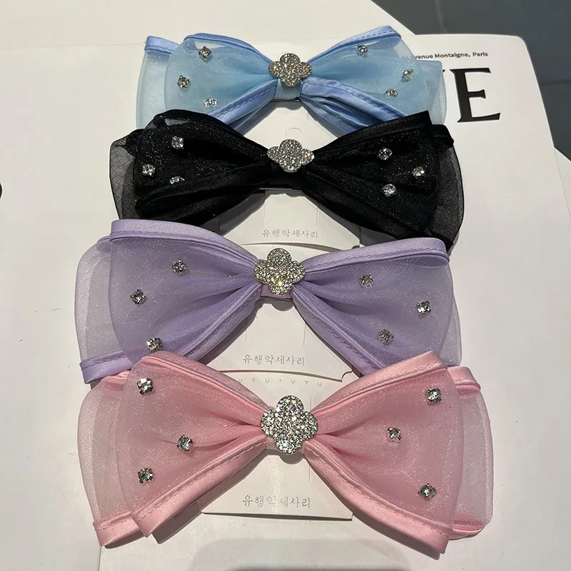 

Hair ring studded bow clip ponytail clip hair clip head jewelry