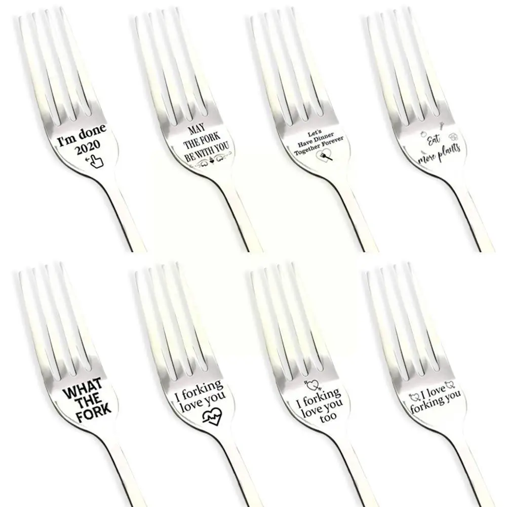 

Letter Print Forks Engraved Fork-best Gift For Husband Wife And Family I Forking Love You Steel Kitchen Tool Gift J5s2