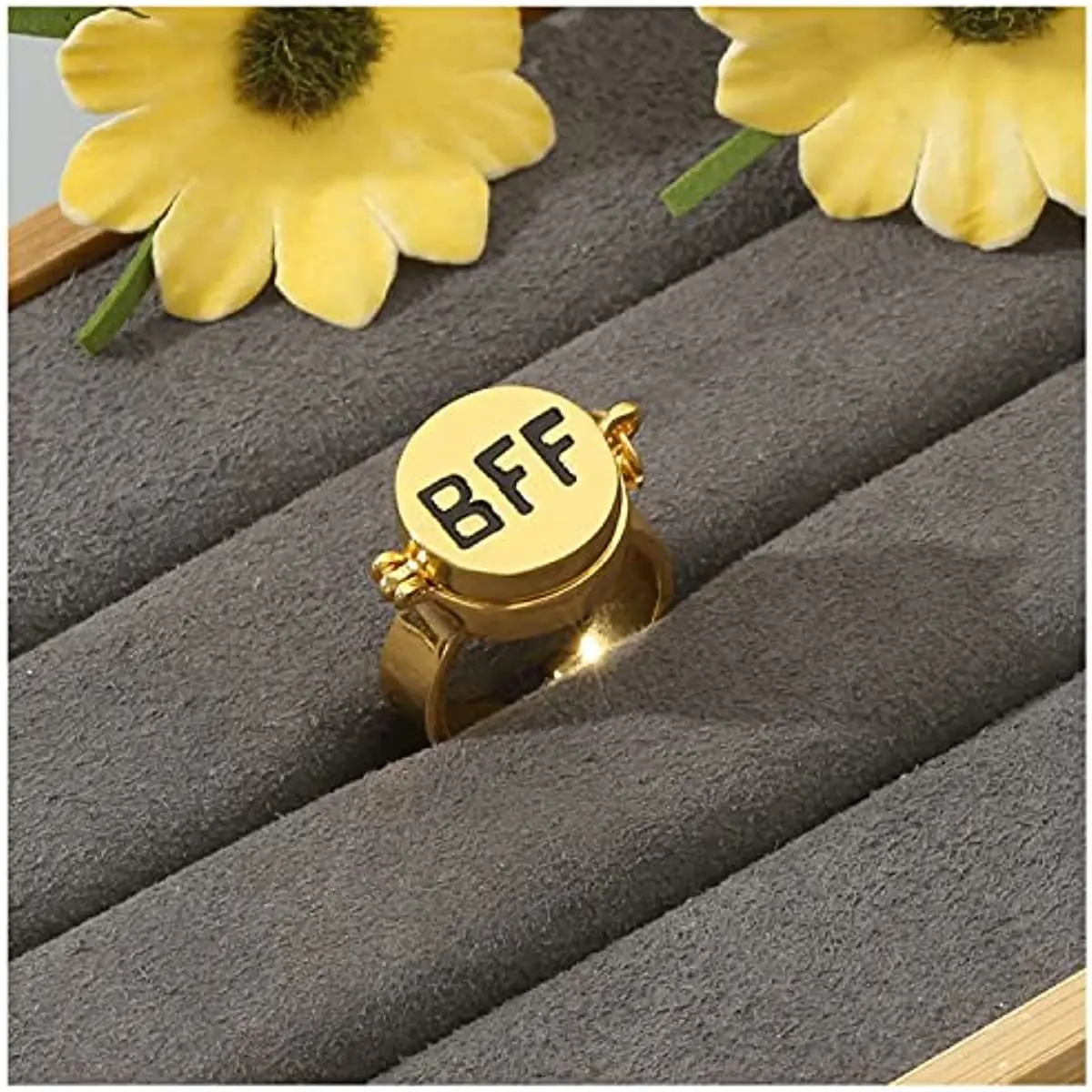 

G&D Exquisite Sweet Cute Rotatable Letter BBF Best Friend Forever Ring For Women Jewerly Party Festival Memorial Day Gift