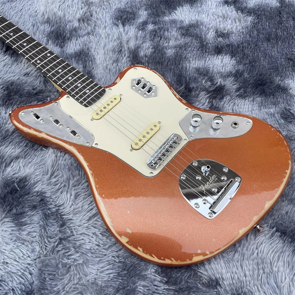 Высококачественная под заказ электрическая гитара JAG с золотым желтым корпусом