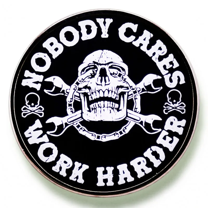 

Nobody Cares Work Harder Skull Pin Enamel Brooch Alloy Metal Badges Lapel Pins Brooches for Backpacks Jewelry Accessories