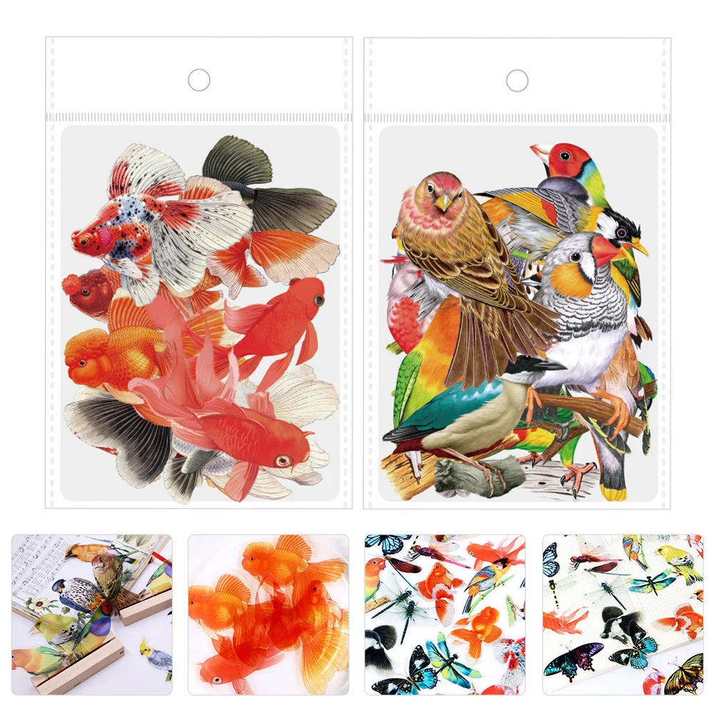 

Stickers Stickerscrapbook Album Diywatercolor Pvc Planner Bird Journaling Water Bottles Self Travel Decorative Adhesive Sheets