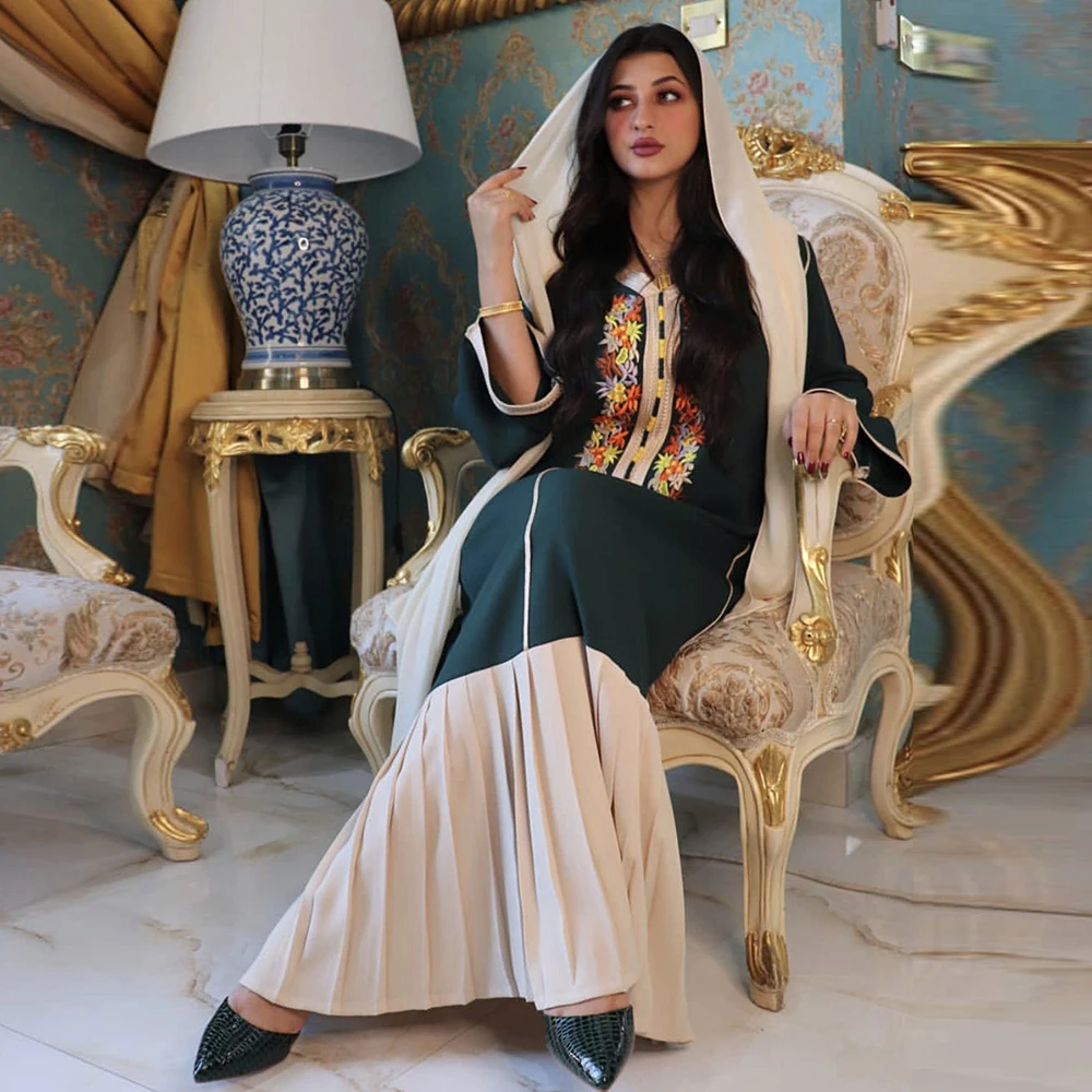 

Ramadan Eid Mubarak Kaftan Satin Abaya Dubai Turkey Islam Arabic Muslim Dress For Women Robe Longue Djellaba Femme Musulmane
