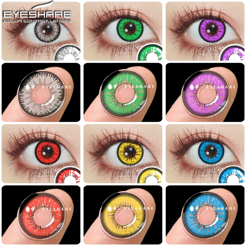 

2 шт., цветные контактные линзы для глаз, в стиле аниме