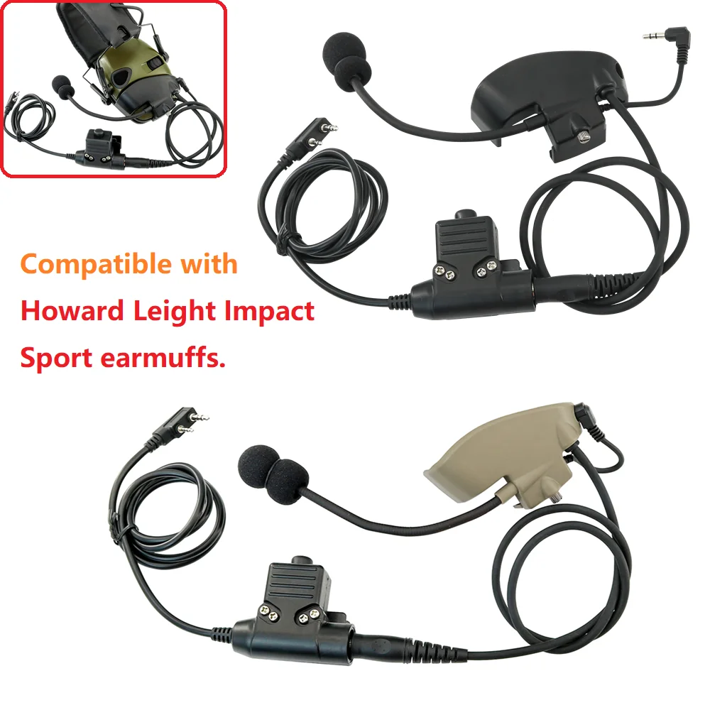 Tactical Shooting Earmuffs External Mic Kit with U94 Ptt for Howard Leight Impact Sport Electronic Headset