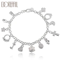 doteffil 925 sterling silver aaa zircon key lock stars bracelet for women fashion wedding engagement party charm jewelry