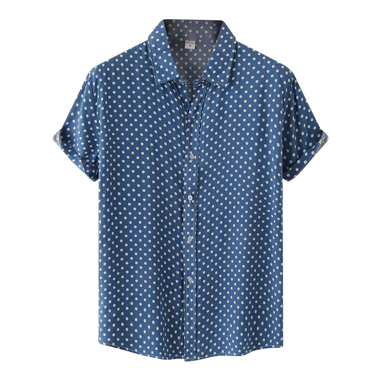

Designer Men's Shirt Summer Leisure Ethnic Cotton Linen Men Shirt Polka Dot Print Lapel Short Sleeve Shirt Streetwear camisas