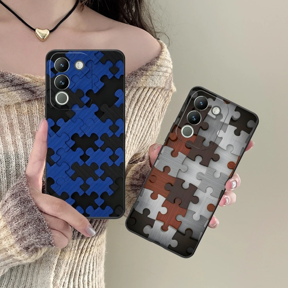 Puzzle Pretty Fashion Mobile Cell Phone Case for VIVO Y95 Y93 Y31 Y20 V19 V17 V15 Pro X60 NEX Black Soft Cover Shell