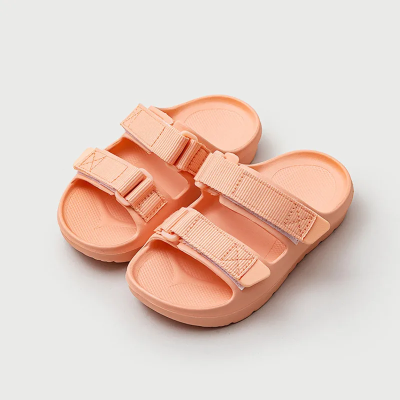 

High Quality Summer Kids Slippers Solid EVA Beach Shoes For Boys Girls Comfortable Barefoot Non Slip Soft Sole Children Slipper